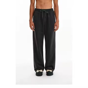 Men's Oversized 100% Cotton Sweatpants Straight Wide Leg Open Bottom Mid Waist Flat Front Heavyweight Fleece Service - Product Image 2