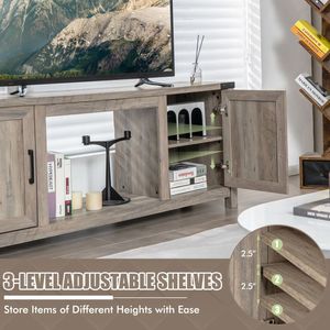 Mobile Porta TV con Caminetto Elettrico e Armadietti Portaoggetti, Adatto per TV fino a 70 Pollici - Product Image 3