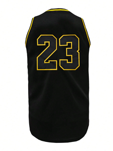 Débardeur de basket-ball streetwear pour homme, noir et jaune, en maille, style hip-hop vintage, sans manches, pour tenue décontractée - Product Image 5