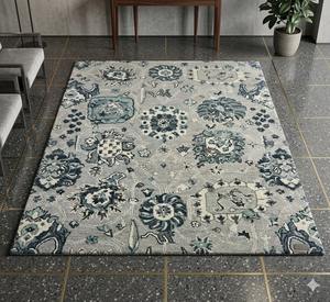 Alfombra Moderna de Lana/Seda con Diseño Floral, Hecha a Mano, Ecológica, Antibacteriana y Acolchada para Hogar, Hotel u Oficina - Product Image 3