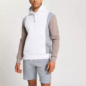 Custom <b>Men's</b> Slim Fit Cotton Hoodies <b>Shorts</b> Tracksuits Set <b>Long</b> Sleeve Contrast Panel Streetwear 2-Piece XS Outfits - Product Image 2