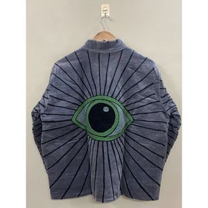 Hand Embroidered <b>Velvet</b> <b>Jacket</b> <b>Women</b> Mandarin Collar Full Sleeve Autumn Bohemian Eye Pattern Open Front Coat - Product Image 2