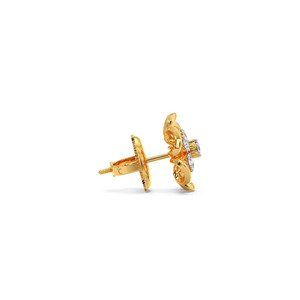 Boucles d'oreilles à clous en diamant avec motif floral doré - Product Image 3