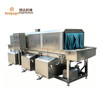 Machine de lavage industrielle continue de type tunnel pour paniers, boîtes, palettes, plateaux et caisses en plastique, utilisable par une seule personne