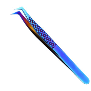 Pince à épiler en acier inoxydable à pointe en fibre, nouveau style, avec poignée diamant, faible MOQ, logo personnalisé, pince à épiler à 90 degrés pour extension de cils, vente en gros - Product Image 1
