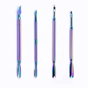 ที่ดันหนังกำพร้าสแตนเลสเคลือบสีรุ้ง OEM หัวทำความสะอาดเล็บแบบกำหนดเอง สำหรับทำเล็บมือ เล็บเท้า และตกแต่งเล็บ ภายใต้แบรนด์ส่วนตัว - Product Image 1