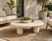 Table basse moderne en béton fibré, légère, pour extérieur, patio, jardin, mobilier de maison, salon, station balnéaire - Vente en gros