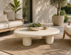 Table basse ronde en fibre de béton légère pour l'extérieur, mobilier de jardin pour hôtels, villas et complexes hôteliers – Vente en gros - Product Image 3