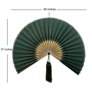 Freeship Green Bamboo <b>Wall</b> Fan Boho Japandi Handmade Bamboo <b>Wall</b> <b>Art</b> Fan Headboard for Livingroom Bedroom - Product Image 3