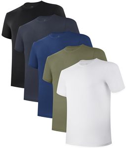 Camiseta de punto para hombre con logo frontal, cuello redondo, manga corta, de poliéster y algodón, ajuste casual, transpirable, de secado rápido, 220g, tacto seda. - Product Image 4