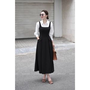 Black Solid Square Neck <b>Tank</b> <b>Top</b> Maxi Career <b>Dress</b> Natural Waist A-Line Woven Office Party for Summer [V173] - Product Image 6