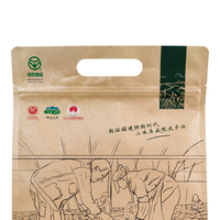 Sac en papier kraft à fond plat avec poignée, impression personnalisée, emballage flexible pour café, sac refermable avec fermeture éclair, emballage alimentaire