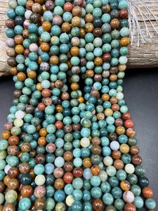 Cuentas de Jaspe Oceánico Natural, Redondas, Hermosas, Azules, Marrones y Naranjas, Cuentas de Piedras Preciosas de Alta Calidad para Joyería - Product Image 2