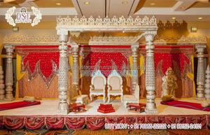 Mandap elegante para bodas tradicionales Gujarati, escenario Mandapam de fibra para Bodas de interior, tema del Palacio de bodas indio Mandap UK - Product Image 4