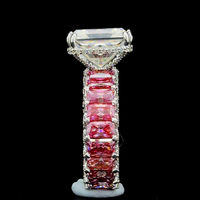 Bague en diamant Moissanite radieuse 4 carats pour femme grande pierre rose Rectangle deux tons pierre précieuse en vrac pour cadeau de mariage de fiançailles