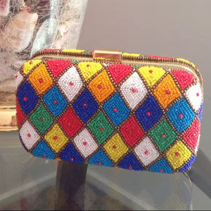 High Quality Geometric Bead Box Clutch Bag Metal Frame Sequin Purse Women Party Evening Minaudiere Handbag Bridal Wedding Case - Product Image 1