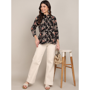 Camisa de Mujer de Corte Regular, Informal y para Oficina, Estilo Moderno Informal, Estampado Floral, Precio al por Mayor por Proveedor - Product Image 1