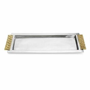 <b>Mirror</b> Polish Tray For Snacks Drinks Serve Use Decorative Trays With <b>Gold</b> Handle Dishwasher Safe Latest Style Tray Hot Sell - Product Image 1