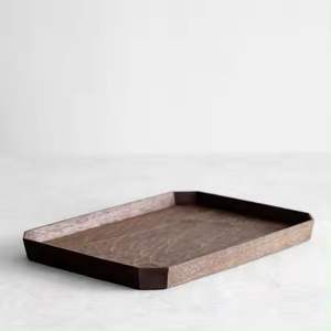 Plateau de service et de rangement contemporain en bois naturel pour thé, café, petit-déjeuner – Plat de service artisanal haut de gamme pour table, maison et café - Product Image 1