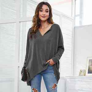 T-shirt personnalisé à manches longues et col en V pour femme, grande taille, collection printemps-automne, offre spéciale - Product Image 1