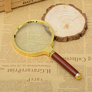 Lupa de Estilo Antiguo con Marco Metálico Clásico, Lupa de Lectura Decorativa de Latón Chapado en Oro, Lupa de Mano para - Product Image 6
