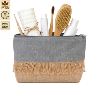 Bolsa de Aseo de Algodón Reciclado Laminado de 225 GSM, Bolsa de Viaje para Artículos de Aseo de 28x16x5 cm, Logotipo Personalizado, Venta al por Mayor, OEM, Marca Privada, Modelo BY0041-R - Product Image 1