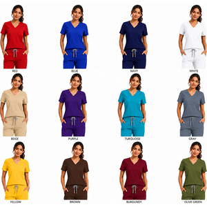 Meilleures ventes : Tenues d'hôpital respirantes, blouses médicales à col en V pour hommes et femmes, ensemble d'uniformes d'infirmière à manches courtes avec logo personnalisé - Product Image 3