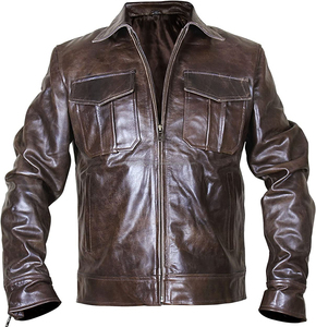 Nouvelle Arrivée 2025 – Blousons en Cuir Véritable Haut de Gamme pour Hommes, Col Montant Tressé Enduit, Chauds pour l'Automne - Product Image 4