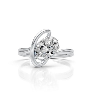 Diamond <b>Statement</b> <b>Ring</b> in 14K White Gold Bold Men's Fine Jewelry Piece Featuring Asymmetric Orbiting Metal Halo - Product Image 1