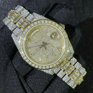 Reloj de Pulsera de Lujo con Diamantes, Completamente Adornado, Hecho a Mano con Moissanita, Mecánico, de Acero Inoxidable, Personalizado para Hombre - Product Image 1