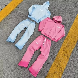 Custom Men's Eco-friendly 300g Hooded Tracksuit <b>Set</b> Polyester <b>Knitted</b> Streetwear Winter Logo Print Sweatshirt Pants - Product Image 4
