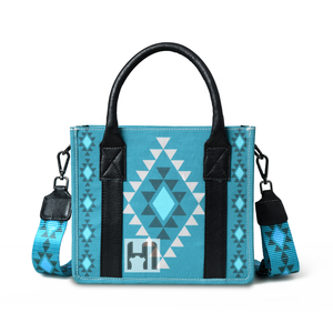Bolsa de lona ecológica con diseño azteca para mujer, asa de cuero genuino, cremallera impermeable - Product Image 3
