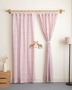 Rideau en tissu rayé imprimé à la main en coton, idéal pour la décoration des fenêtres et portes du salon et de la chambre – Vente chaude - Product Image 6