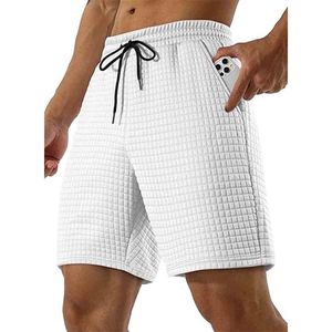 Pantalones Cortos Deportivos para Hombre, Casuales, Elásticos, con Cintura Elástica, Estilo Waffle, con Bolsillo - Product Image 1