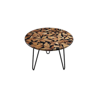 Table Ronde Moderne en Bois et Résine Époxy avec Pieds en Fer – Design Durable et Imperméable pour l'Extérieur