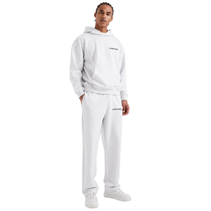 Men Fleece Pullover Hoodie Tracksuit Set Straight Leg <b>Trousers</b> Relaxed Fit Kangaroo Pocket Casual Winter Two Piece Lounge Outfit - Product Image 1
