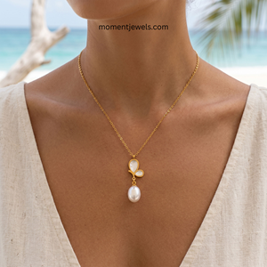 Collar con Colgante de Mariposa y Perla Chapada en Oro, Cadena de Eslabones, Joyería para Clavícula, Regalo para Bodas y Fiestas - Product Image 5