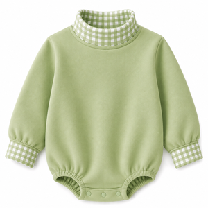 Body de Bebé con Cuello Alto y Mangas Regulares, Corte Holgado y Personalizado, con Cierre de Botones a Presión, Ecológico, Tipo Romper Burbuja para Bebés - Product Image 1