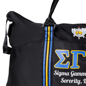 Sigma Gamma Rho Duffel Bag Travel Gym Bag Women Blue <b>Gold</b> Stripe Shoulder Bag Stylish Durable - Product Image 4