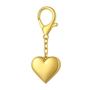 Porte-clés en métal gravé au laser avec logo personnalisé, forme de cœur en or rose 3D - Product Image 2