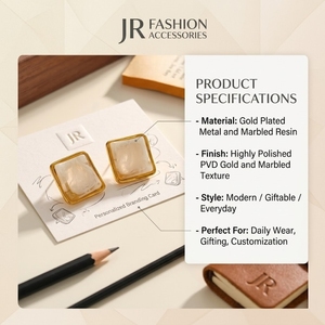 Pendientes de Resina Vintage JR, Geométricos Cuadrados, Chapados en Oro, Acero Inoxidable, Regalo para Mujer, para Boutiques - Product Image 5