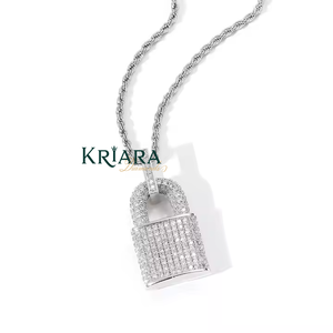 Colgante de Candado de Plata 925 con Baño de Oro de 14K/18K y Diamante Cultivado en Laboratorio, Estilo Hiphop, Unisex, de Lujo, para Bodas y Uso Diario - Product Image 2