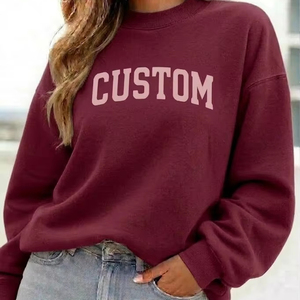 Winter Autumn Casual Streetwear Custom Printed High Quality <b>Drop</b> Shoulder Oversized Mock Neck Women's Sweatshirt Front Logo - Product Image 1