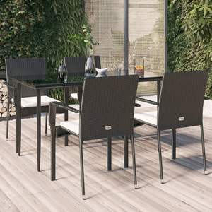 Conjunto de Comedor Modular Mediano para Jardín, en Ratán Sintético Negro - Product Image 1