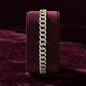 Bracelet maille cubaine en argent sterling 925 avec diamants Moissanite style Iced Out, bijoux hip-hop pour fiançailles et mariage - Product Image 3