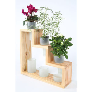 Support de plantes à 2 niveaux pour table, intérieur/extérieur, petit support en bois pour pot de fleurs, présentoir moderne, étagère pour plantes pour la maison et le jardin - Product Image 5