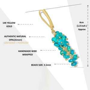 Blue Green <b>Opal</b> Geometric Chandelier <b>Earrings</b> Gold Plated Lever Loop Drop Chunky Beaded Statement Jewelry - Product Image 3