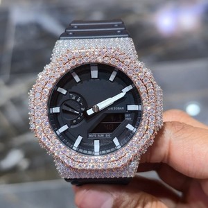 Reloj Digital con Incrustaciones de Diamantes, Movimiento de Cuarzo, Resistente al Agua 20 Bar, Reloj de Pulsera Unisex con Bisel de Rodio para Ropa Urbana - Product Image 1