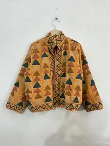 Vintage Cotton Velvet Suzani Embroidered Boho <b>Hippie</b> Indian Unisex Women Winter <b>Jacket</b> Festival Fashion Outerwear for Bulk Buyer - Product Image 3