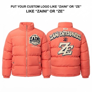 380 GSM Polyester Puffer <b>Jacket</b> <b>Coral</b> Quilted Panel Design Custom Embroidery Print Logo OEM ODM - Product Image 1